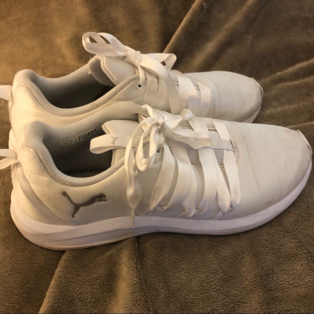 Puma White Satin Shoes Size 9